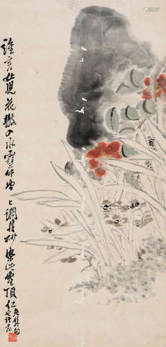 俞  原 (1874-1922) 山茱水仙 立軸