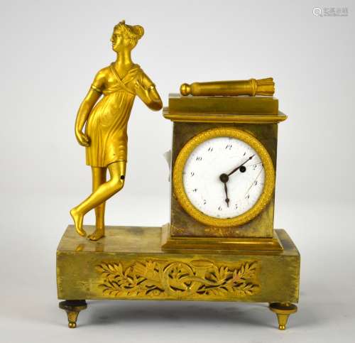 Dore Bronze Small Empire Clock w Figure