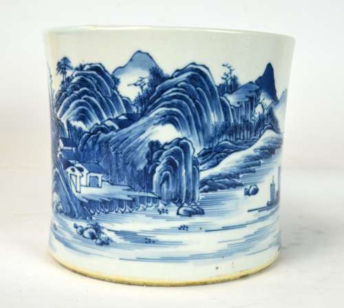 Chinese Blue & White Brush Pot