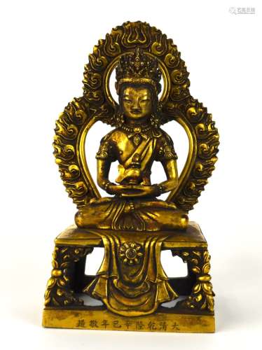 Qing. Chinese Gilt Bronze Buddha Figure