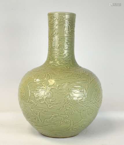 Large Chinese Celadon Glazed Bottle Vase
