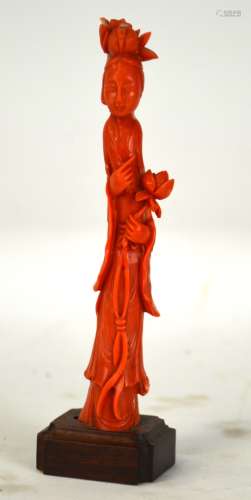 Chinese Carved Coral Figure