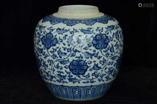 $1 Chinese Blue and White Porcelain Jar 18th C