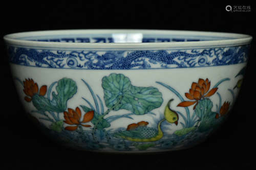 $1 Chinese Doucai Bowl Daoguang Mark and Period