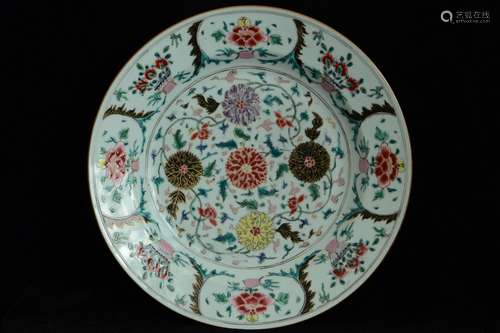 $1 Large Chinese Famille Rose Plate 18th C