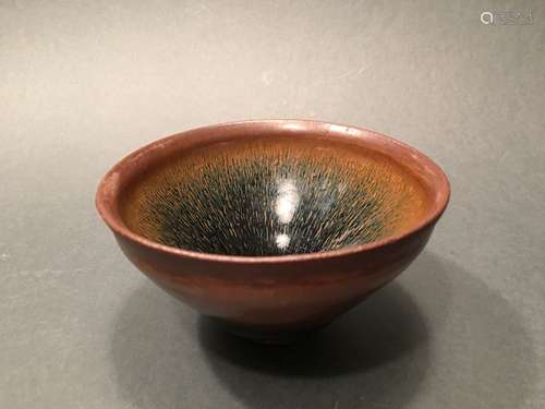 ANTIQUE Chinese SONG 'Hare's Fur' Stone Ware Bowl, SONG Dynasty