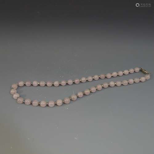 VINTAGE ROSE QUARTZ BEADS NECKLACE