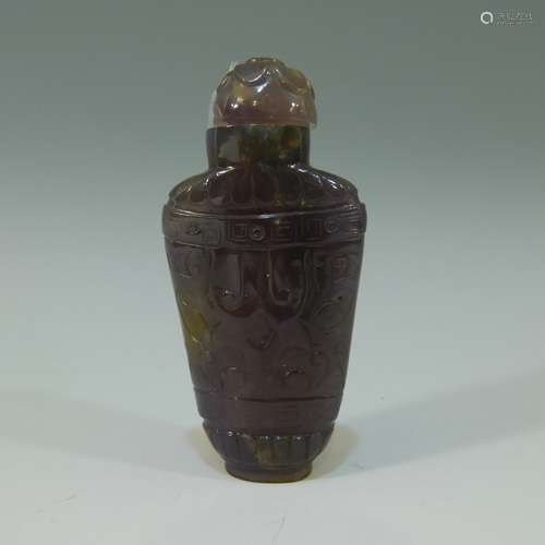 CHINESE ANTIQUE AMETHYST SNUFF BOTTLE - 19TH CENTURY