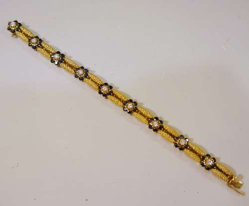 BEAUTIFUL DIAMOND SAPPHIRE 18K GOLD BRACELET