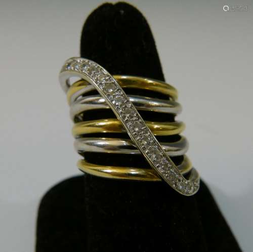 14K YELLOW AND WHITE GOLD DIAMOND RING