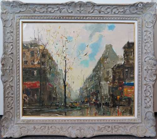 An Oil Painting of Paris Street Early 20th Century