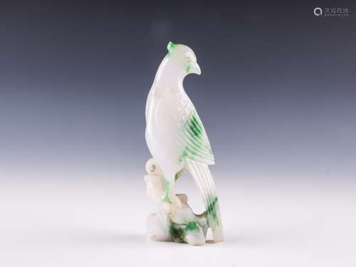 A Chinese Carved Jadeite Bird