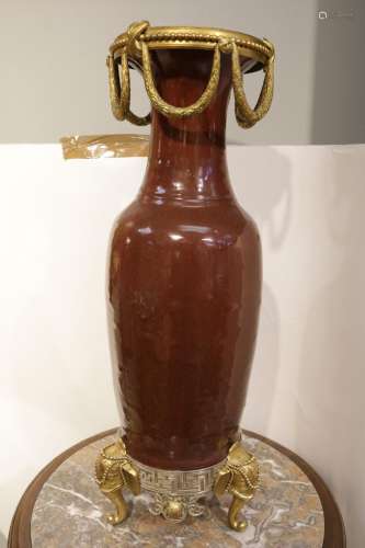 Chinese Ox-Blood Vase w/ French Made Mounted