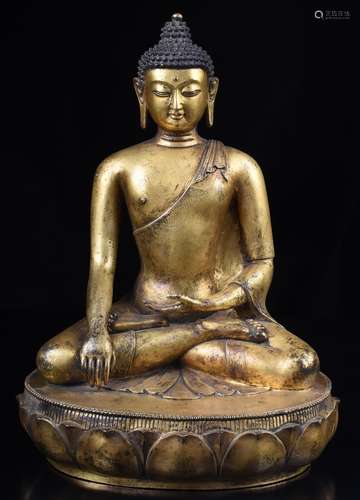 Chinese Gilt Bronze Seating Buddha