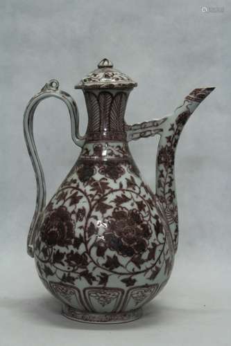 Chinese Copper Red Porcelain Ewer