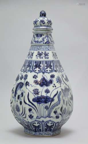 Chinese Blue/White Porcelain Vase, Marked