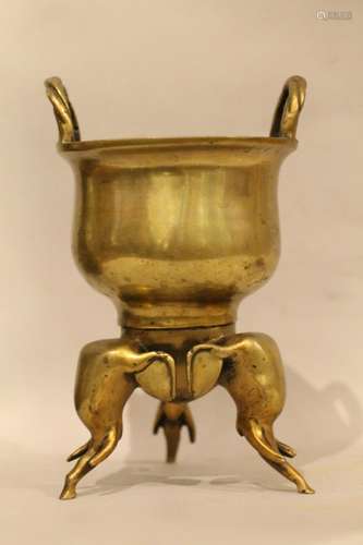 Ming Dynasty Chinese Tripod Bronze Incense Burner