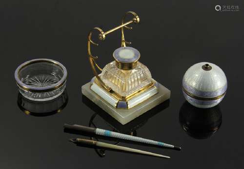 English Enameled Desk Set