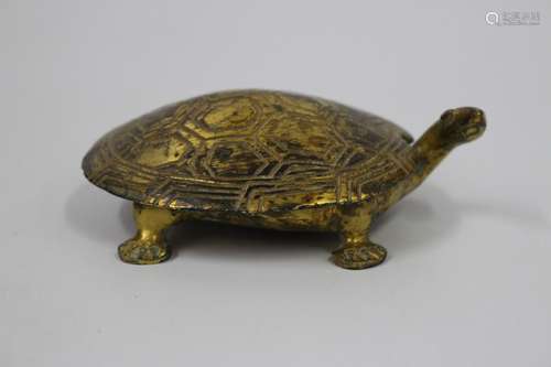 Chinese Gilt Bronze Turtle Ink Box