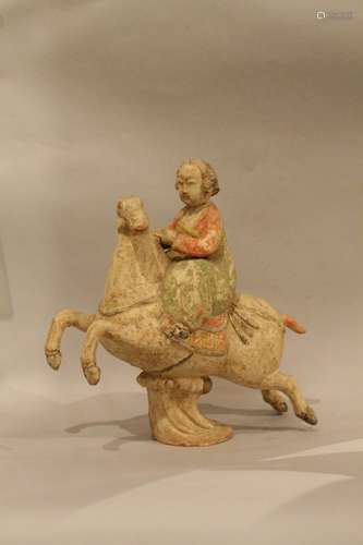 Chinese Tang Dynasty Lady on the Horse Pottery