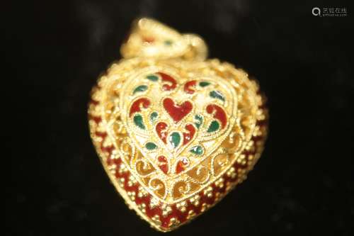 Gold&Enamel Heart Pendant