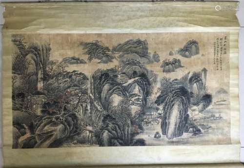 Chinese Landscape Scroll Painting, 2 Red Seals