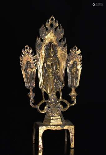 Chinese Gilt Bronze Guanyin