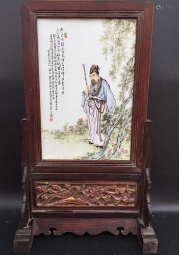 Chinese Famille Rose Porcelain Plaque, Marked