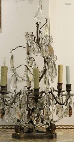 Pair of Crystal Table Tree Lamp