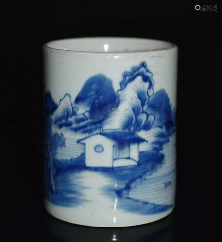 Chinese Blue/White Porcelain Brush Pot