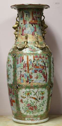 19th.C Large Chinese Rose Medallion Vase