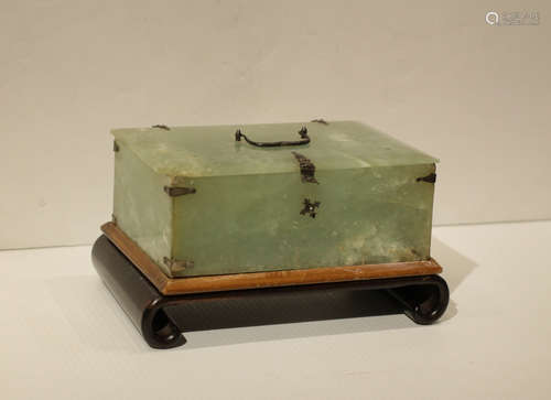 Chinese Jade Box w/ Wood Base