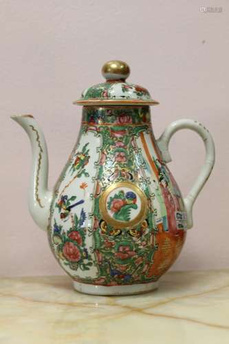 19th.C Tall Chinese Rose Medallion Teapot