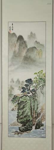 Chinese Landscape Scroll Painting, Signed