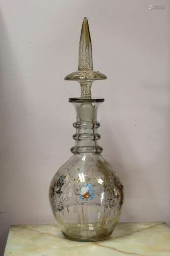 19th.C French Glass Wine Bottle with Lip