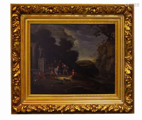 Old Master Oil on Board w/ Ornate Gold Leaf Frame