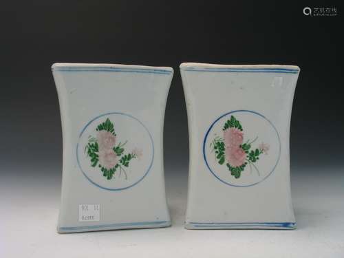 Pair Chinese Famille Rose Porcelain