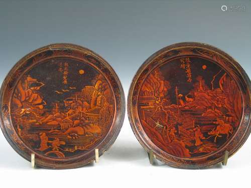 Pair of Chinese Lacquered Dish, 18th Century