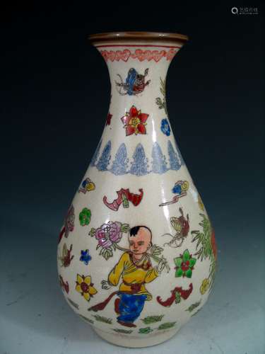 Chinese famille rose porcelain vase, marked.