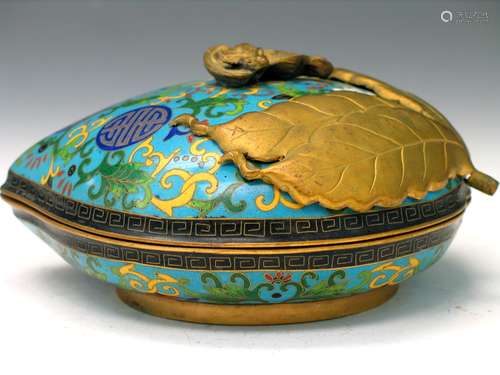 Chinese cloisonné Peach Formed Box.