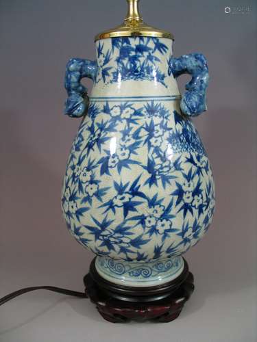 Chinese Blue and White Porcelain Vase Lamp