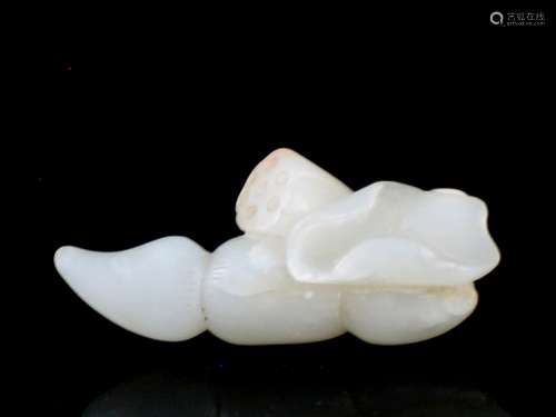 Chinese White Jade Carving of lotus root