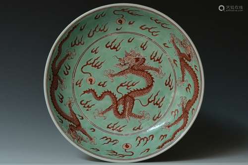 An Imperial Dragon Dish, Kangxi Mark and Period