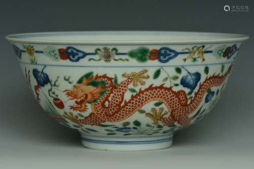 An Imperial Wucai Bowl, Daoguang Mark and Period