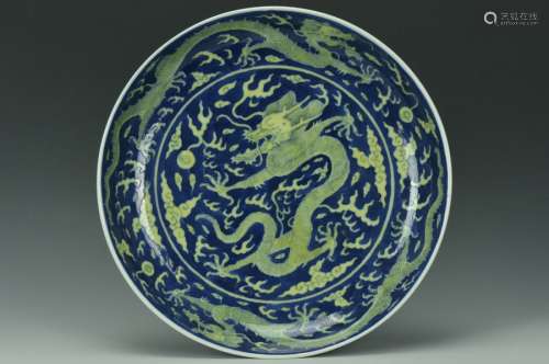 An Imperial Dragon Dish, Daoguang Mark and Period
