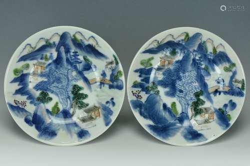 A Pair of Doucai Dishes,Wanli Mark,Republic Period