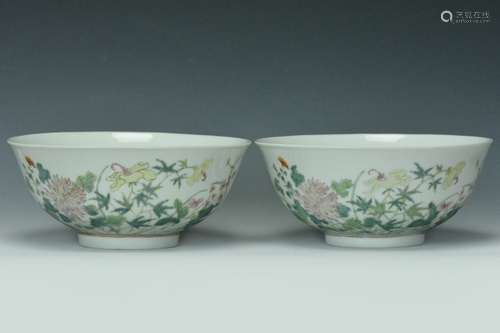 A Pair of Famille Rose Bowls, Republic Period