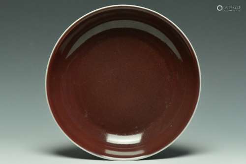 Imperial Red-Glazed Dish,Qianlong Mark and Period