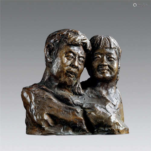 潘鹤 2008年作 和谐 铜雕塑