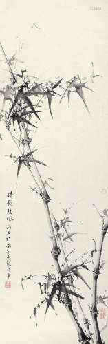 朱道平 丙子（1996年）作 倩影摇风 立轴 水墨纸本